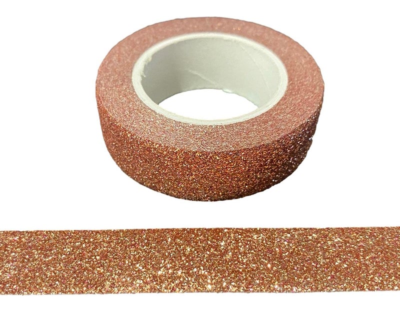 Syntego Glitter Washi Tape عصا زخرفية ذاتية اللصق على زخرفة لامعة لاصقة (ذهبي وردي داكن) - Image 1